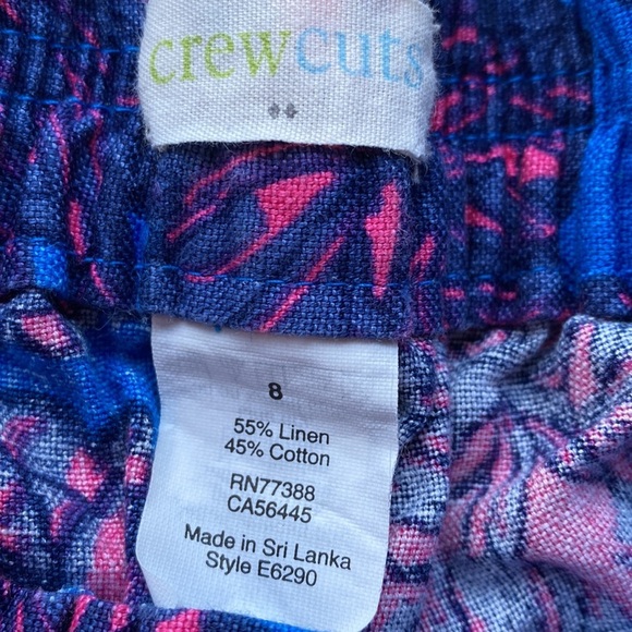 Crewcuts Girls Size 8 Linen Blend Floral Shorts Blue and‎ Pink Flowers - Picture 4 of 7